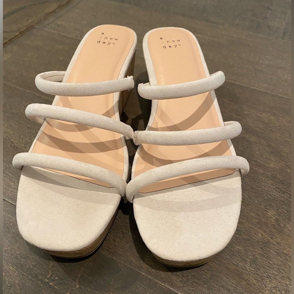LIKE NEW A New Day Cork Wedge Sandal in Cream  - 7.5